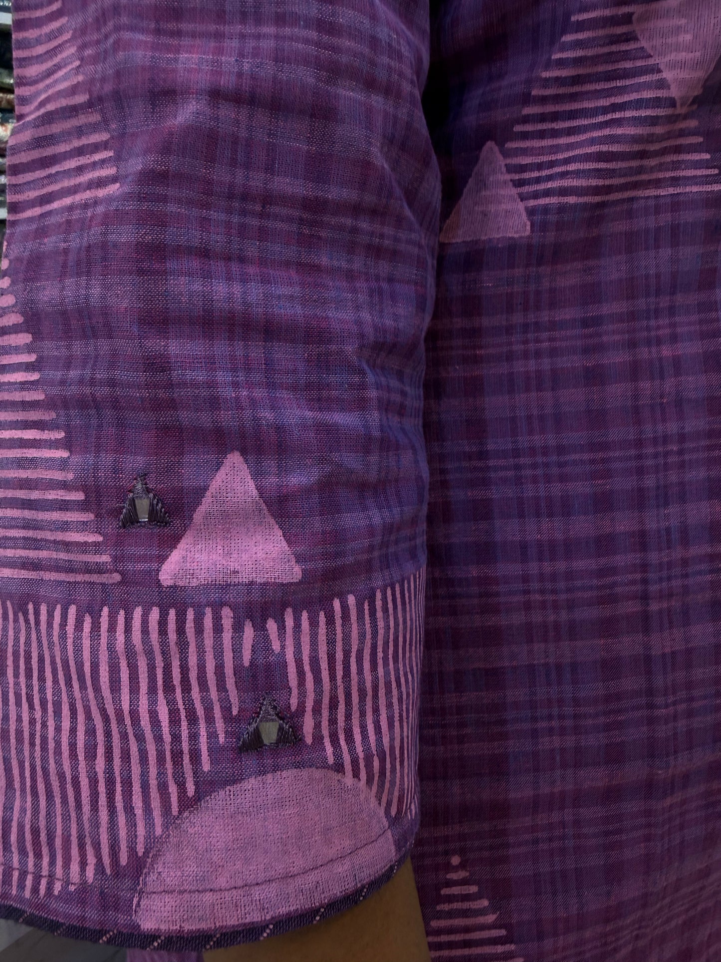 Hand Panited Two Shades Purple Cotton Co-ords Set-HSC65
