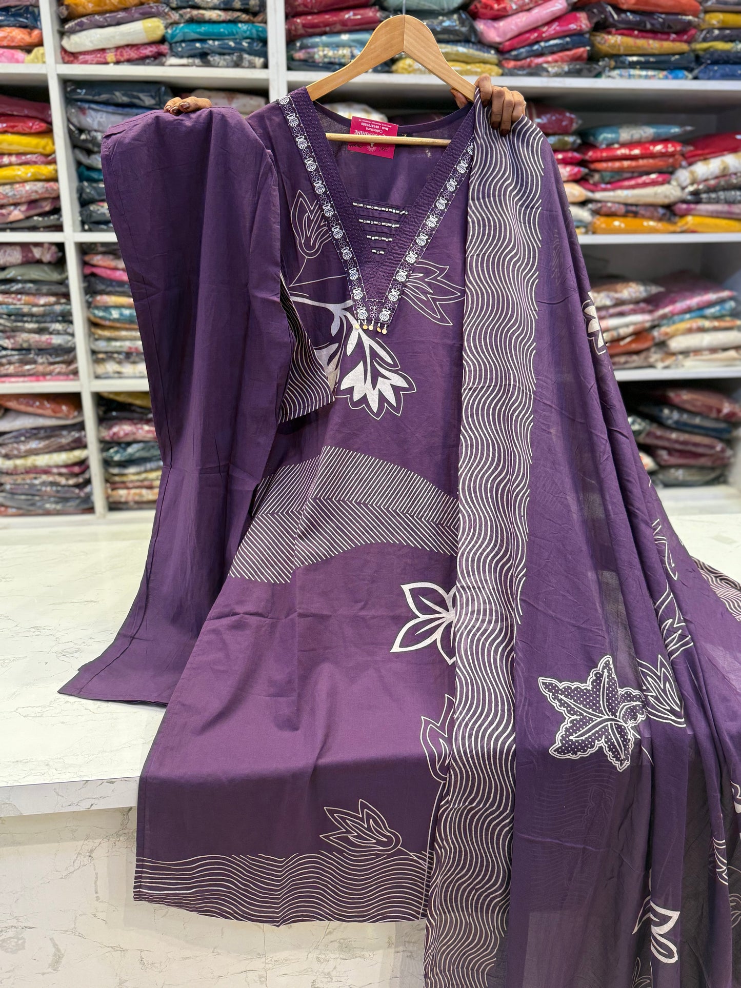 Simple Cotton Kurti With Pant and Dupatta