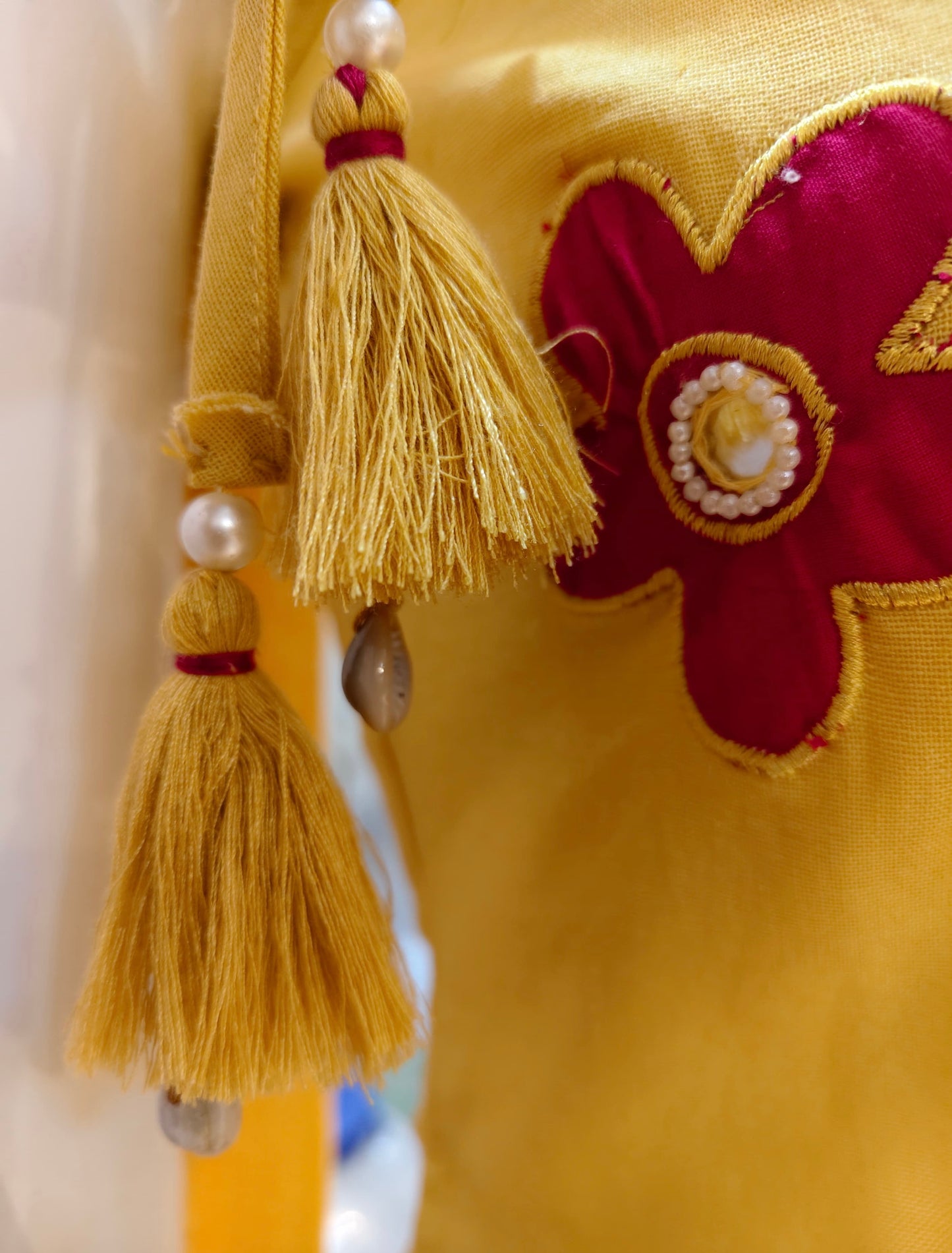 Yellow Cotton Flex Applique Kurti With Pant and Dupatta-HSC170
