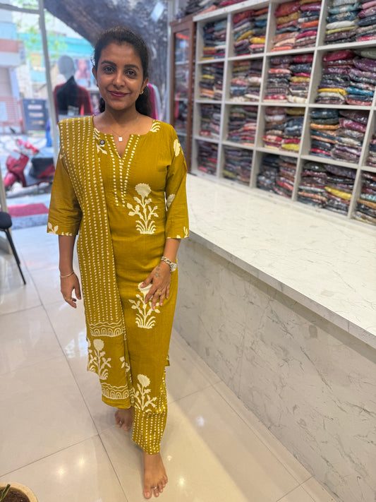 Printed Kurti With Pant and Dupatta-HSC16