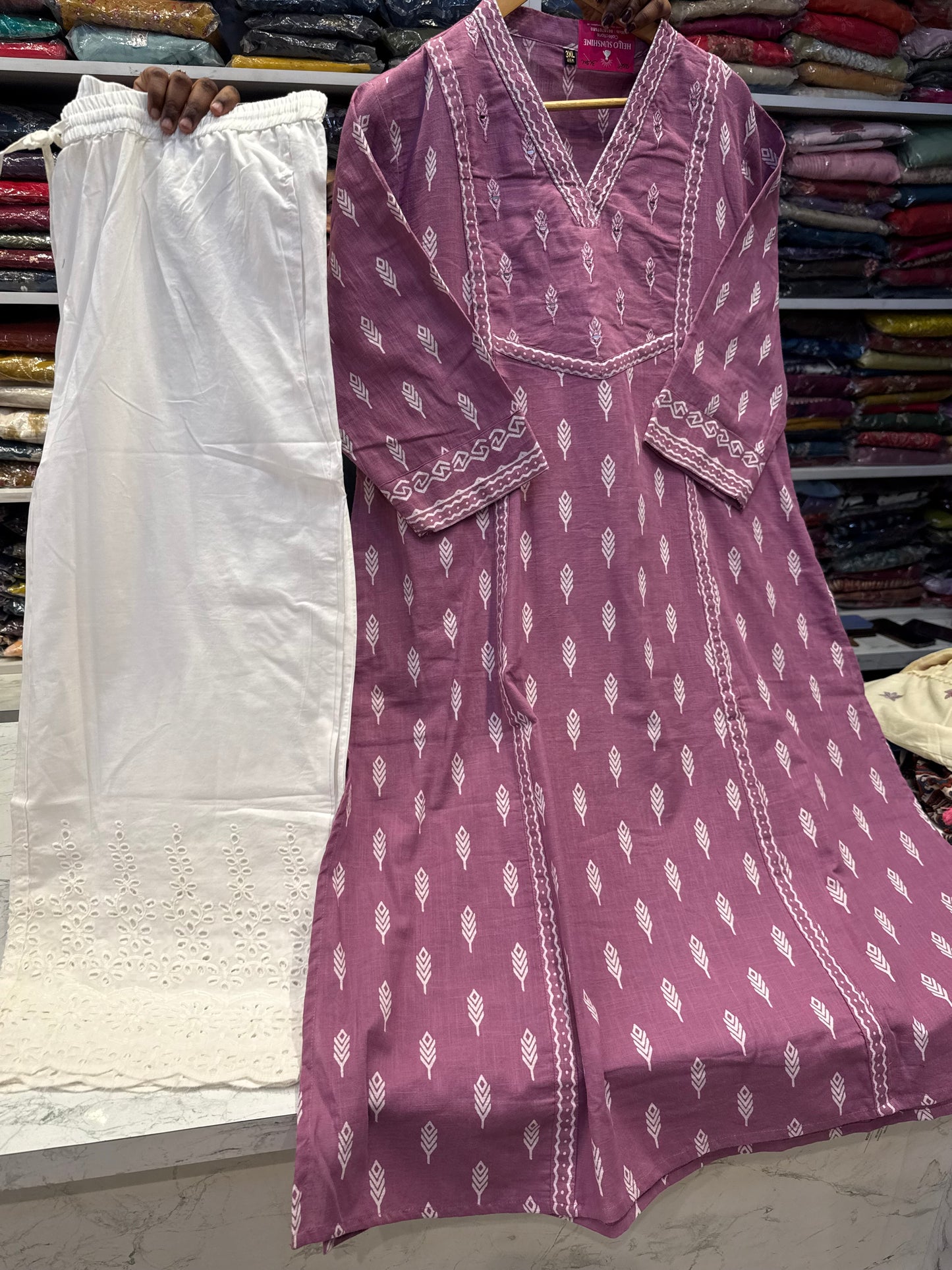 Chikankari Pure Cotton Lavender Co-ords set