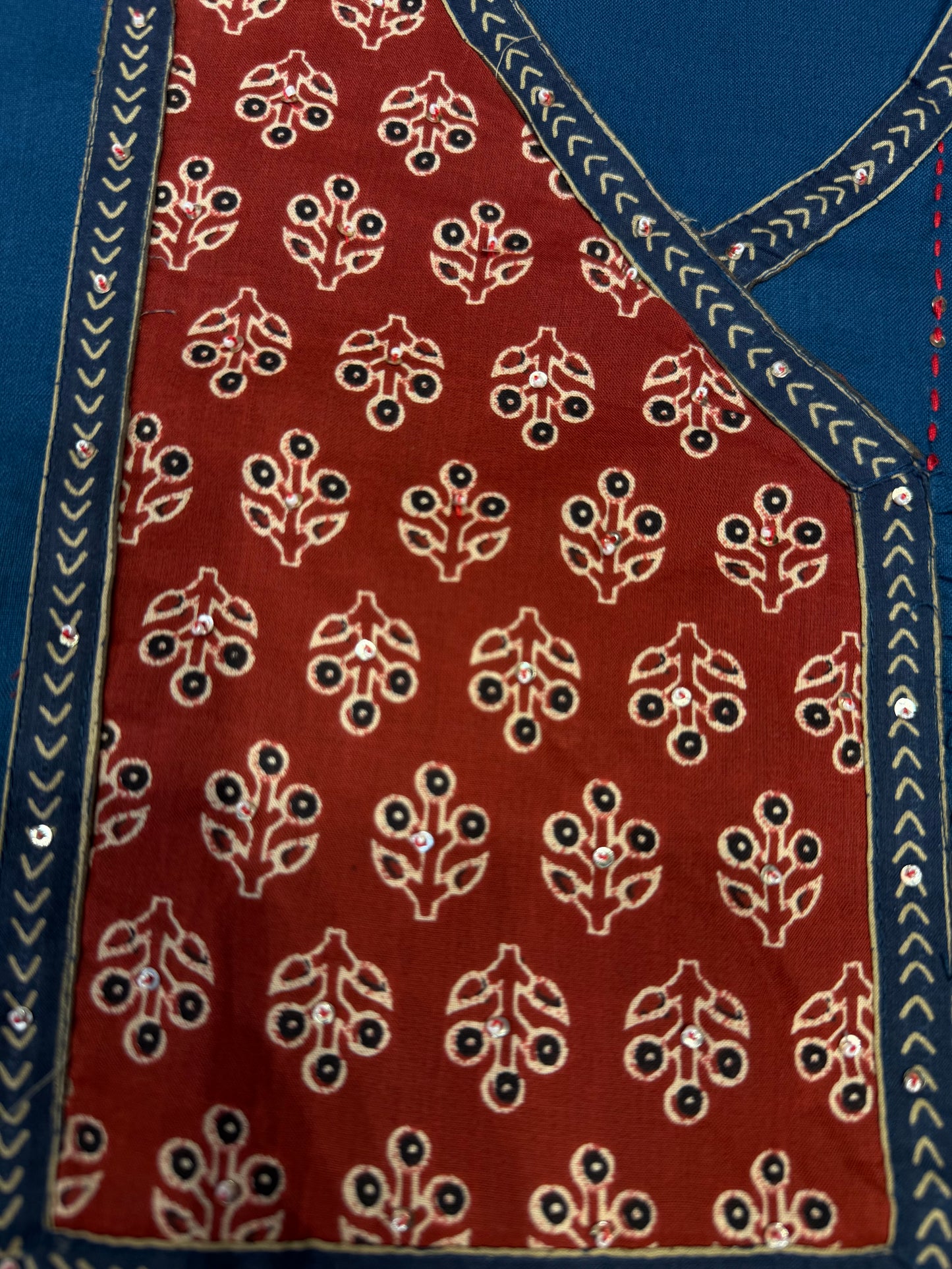 Premium Blue Pure Cotton Embroidered Kurti - HSC1167