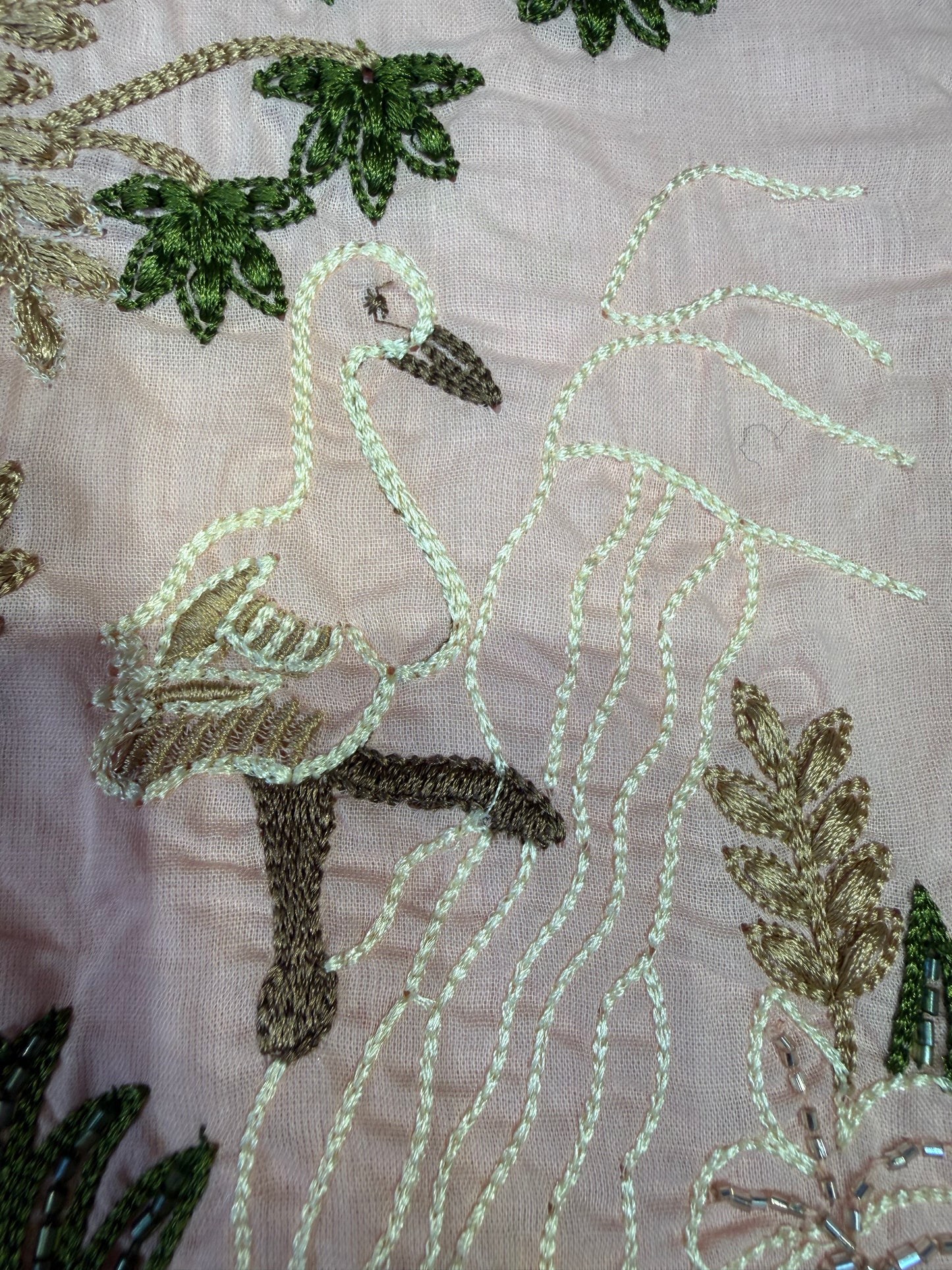 Designer wear Baby Pink Mul Cotton Hand Embroidery A-line Kurti With Pant and Dupatta-HSC94