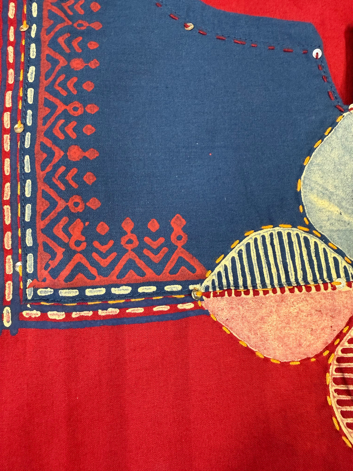Red Pure Cotton Kurti With Pant and Hand Block Dupatta -HSC1274