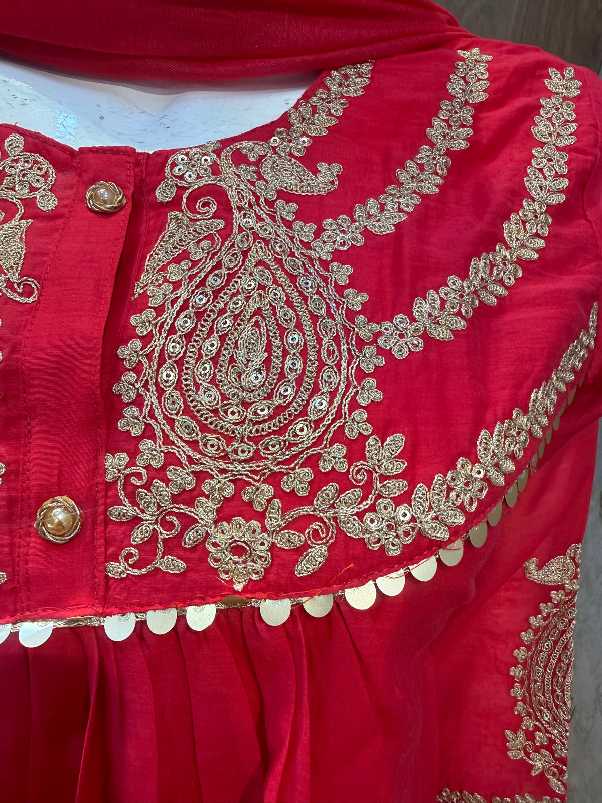 Pink Mul Chanderi Silk Embroidered Kurti With Pant -HSC1298