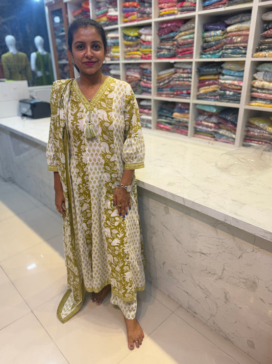 Anarkali Cotton 3 piece set