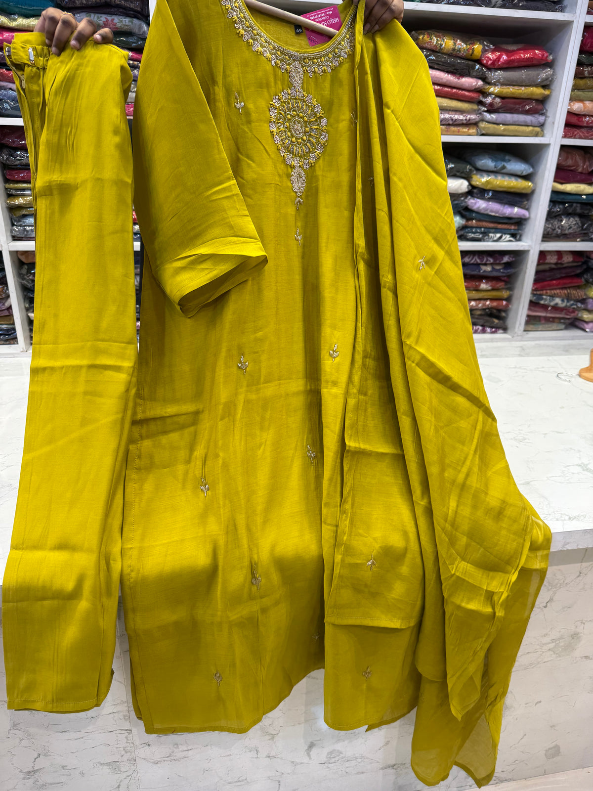 Hand Embroidery Kurti With Pant and Dupatta -HSC1270