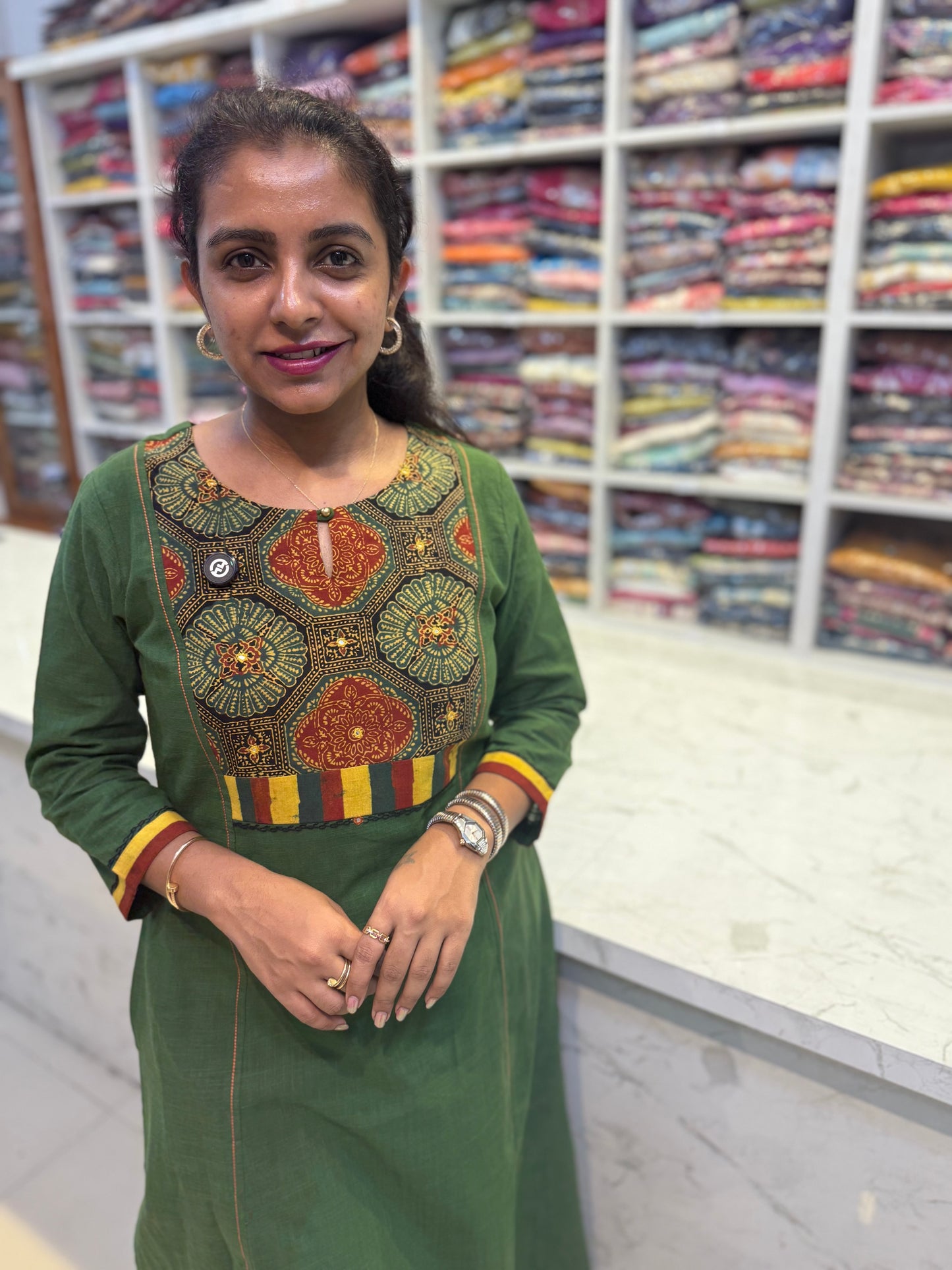 Bottle Green Kurti with pocket