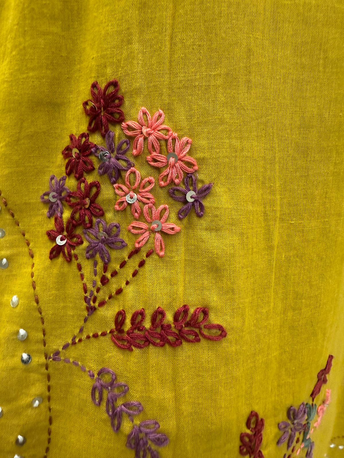 Mustard Hand Thread Embroidery Kurti With Pant and Dupatta - HSC1181