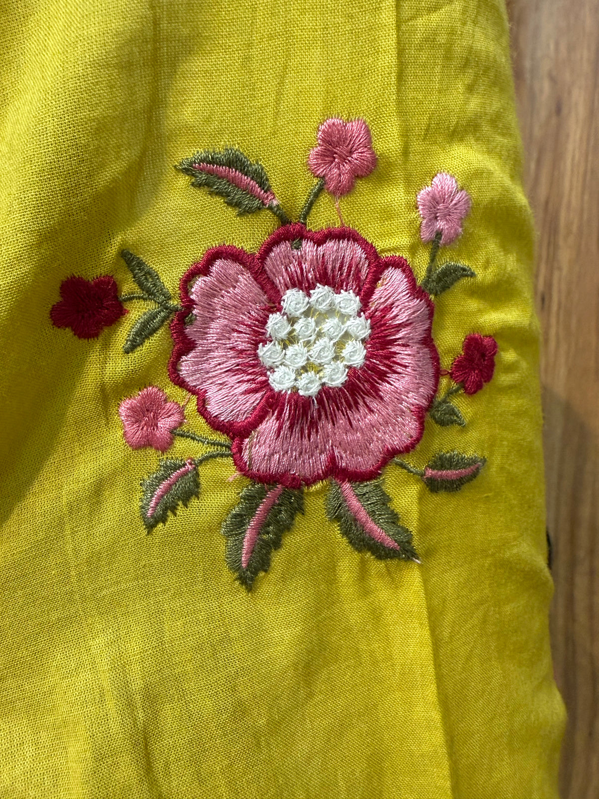 Mustard Embroidery Pure Cotton Kurti With Pant and Scallop Dupatta -HSC1285