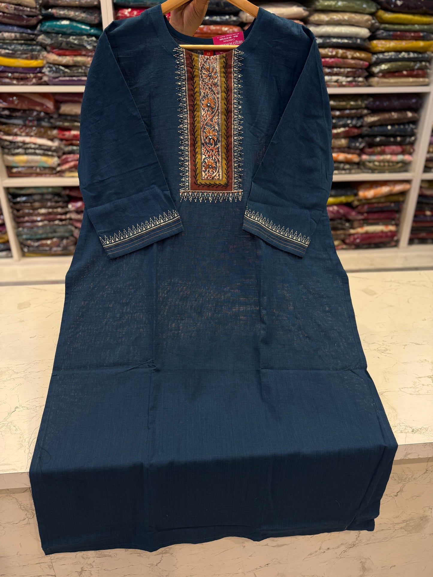 Blue Pure Cotton Kurti