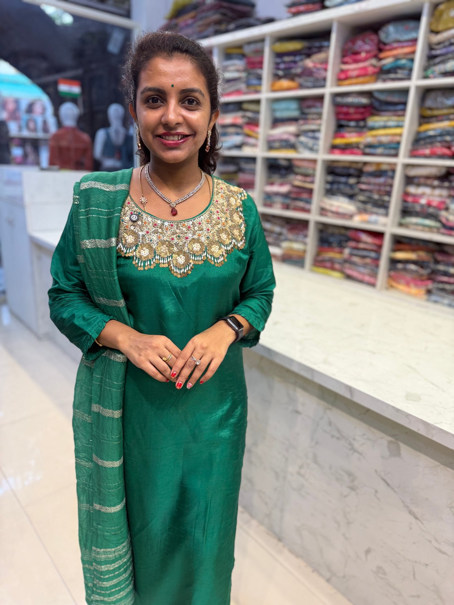 Pure Dola Silk Kurti with Pant and Dupatta