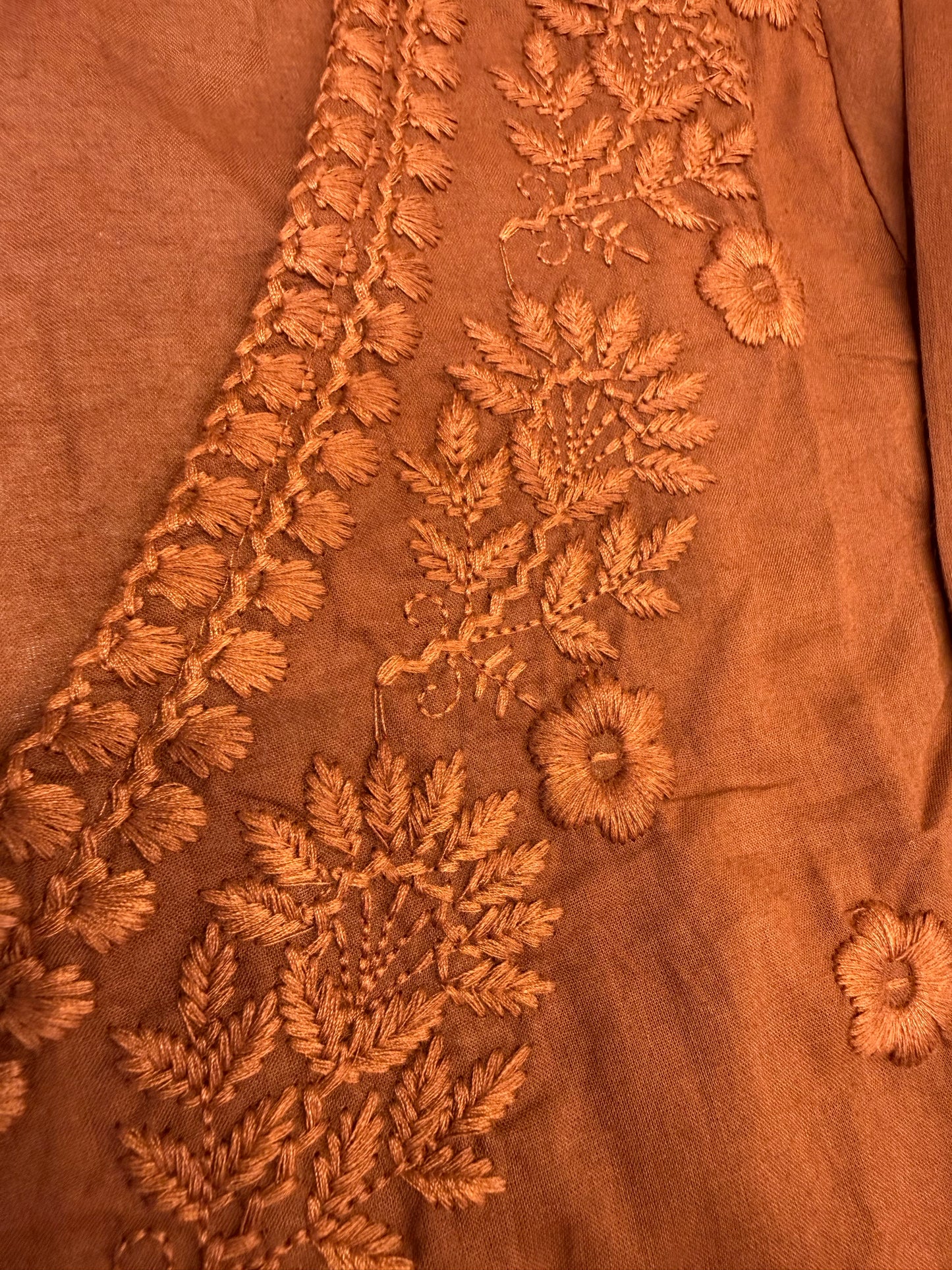 Chocolate Brown Chikankari Embroidery Kurti With Pant and Dupatta-HSC163