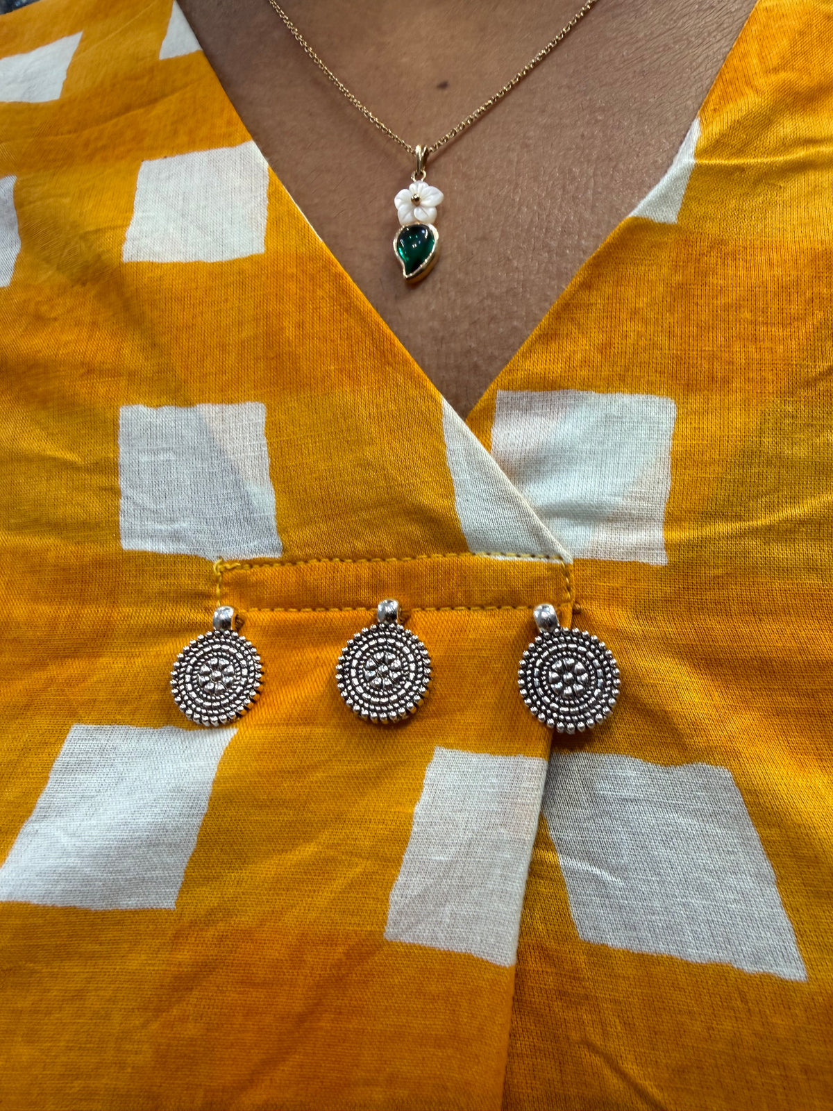 Geometric Check Print Cotton Kurti With Pant-HSC186