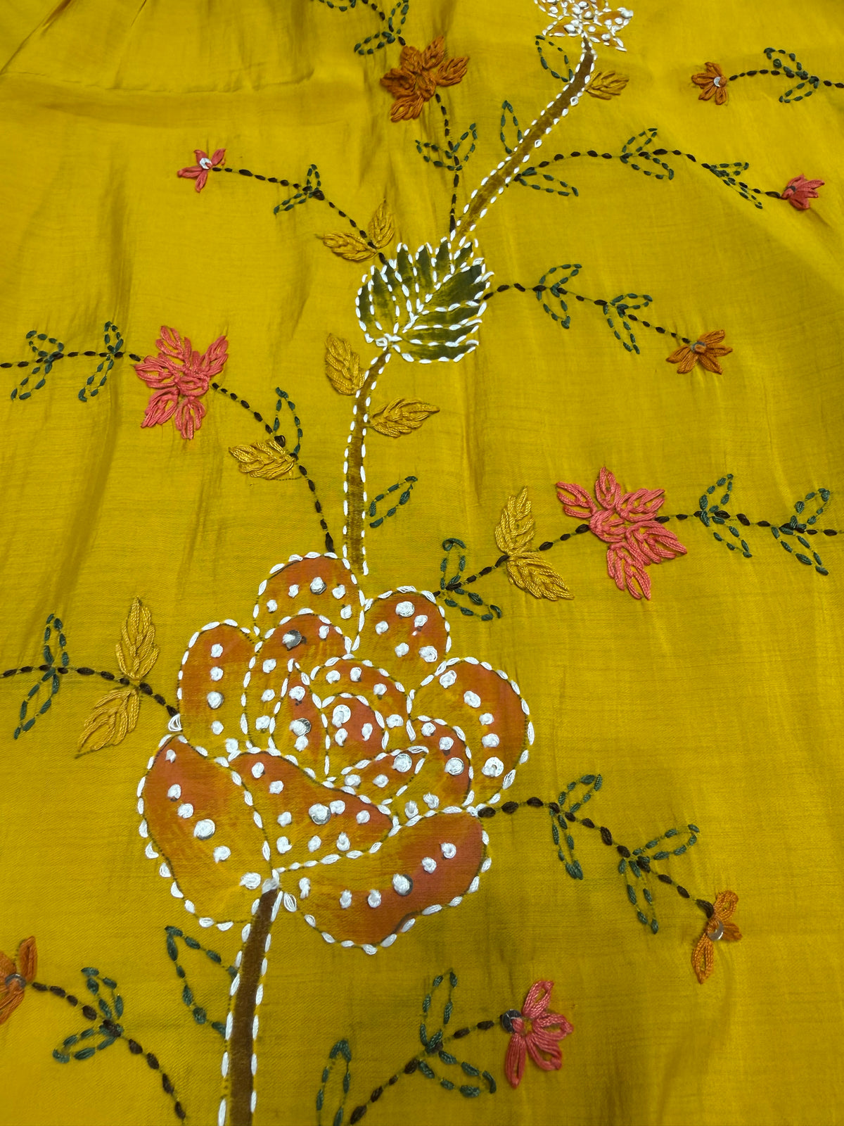 Yellow Embroidery Thread Work Kurti With Pant and Dupatta -HSC1236