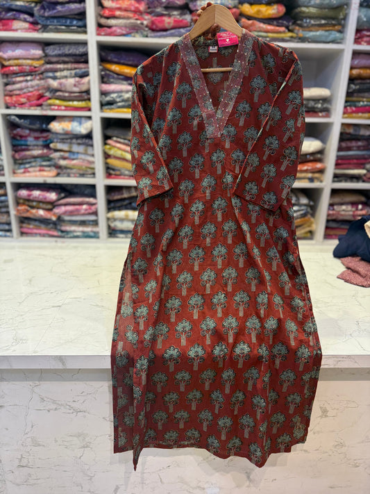 V neck Cotton Kurti