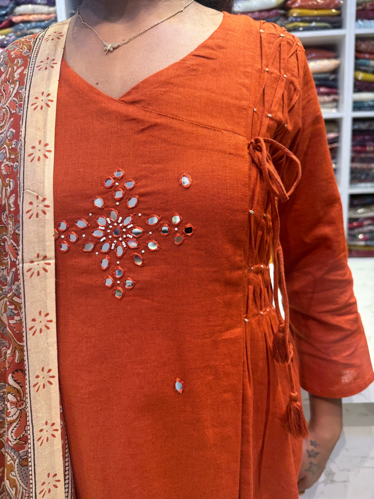Pure Cotton Flex Kurti and Pant with Kalamkari Dupatta