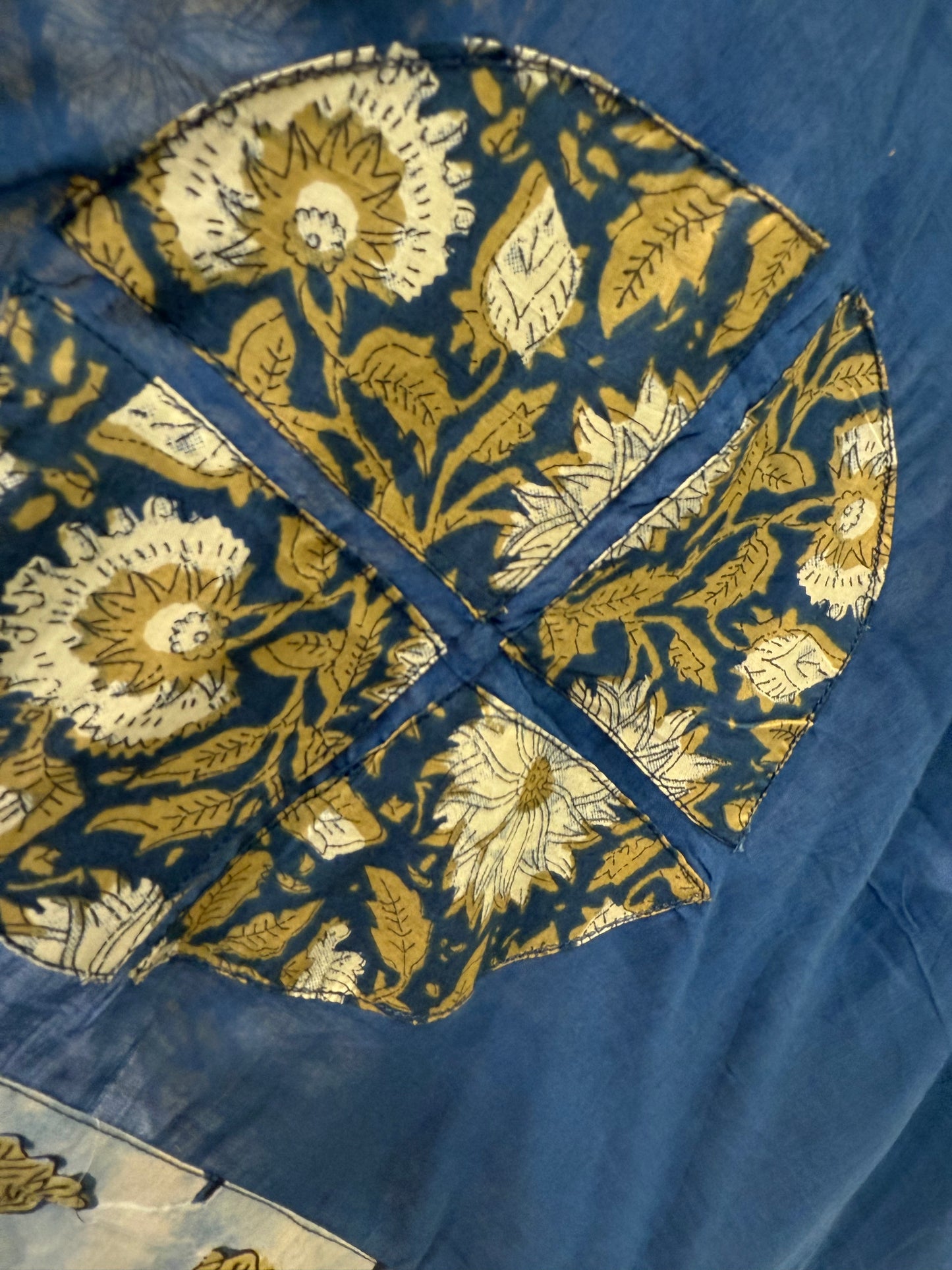 Applique Floral Printed Pure Cotton Kurti with Pant and Dupatta