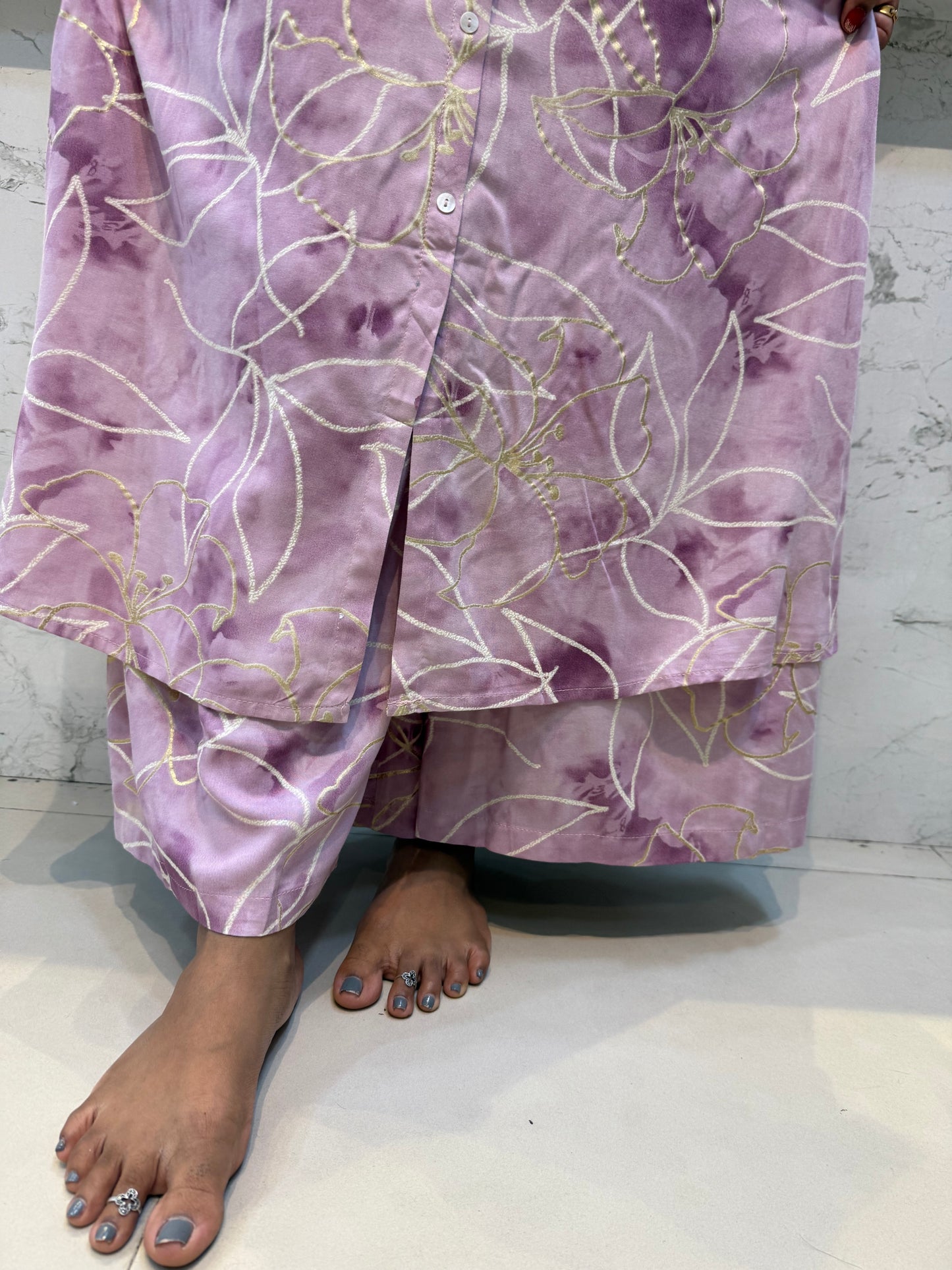 Lavender Kurti and Eleghant PantCo-ords Set