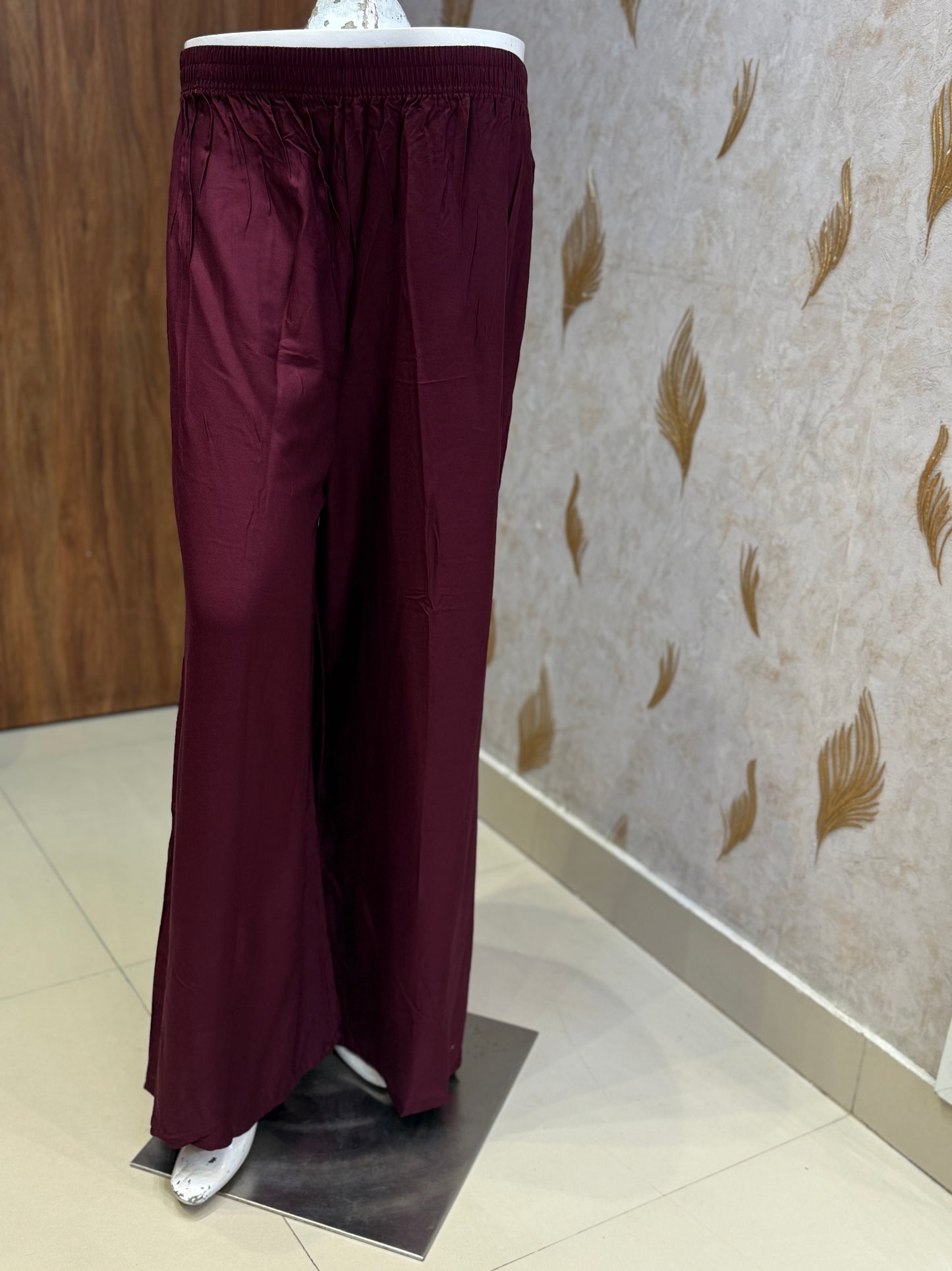 Wine  Premium Rayon Palazzo Pant
