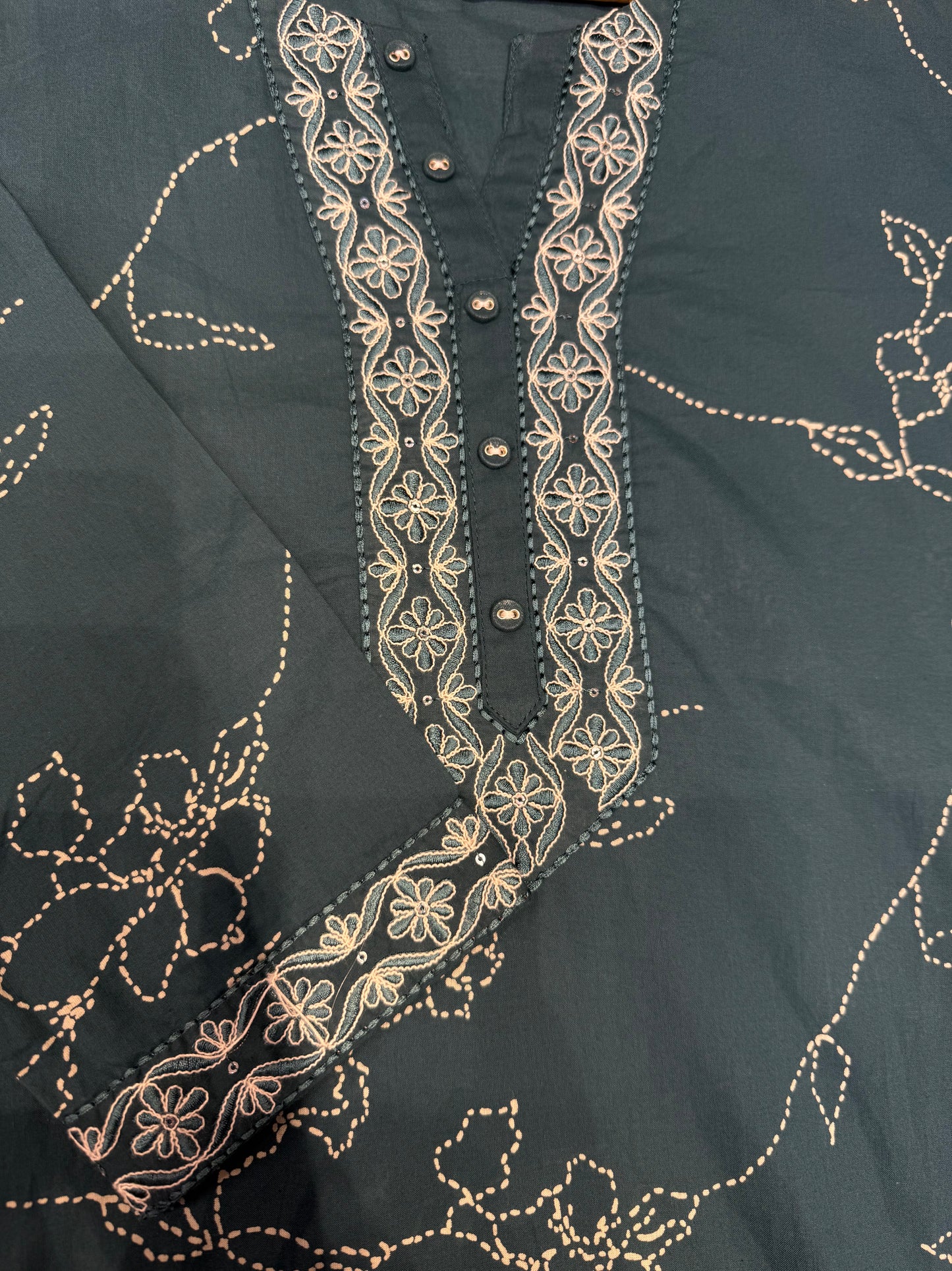 Green Pure Cotton Straight cut Kurti - HSC1151