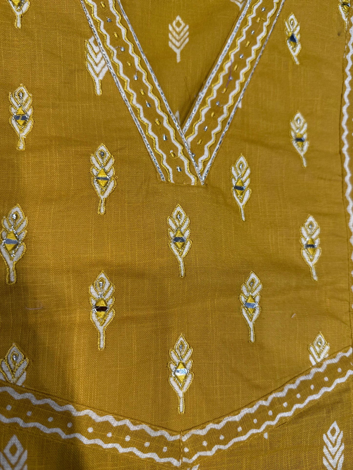 Chikankari Mustard Pure Cotton Co-ords set