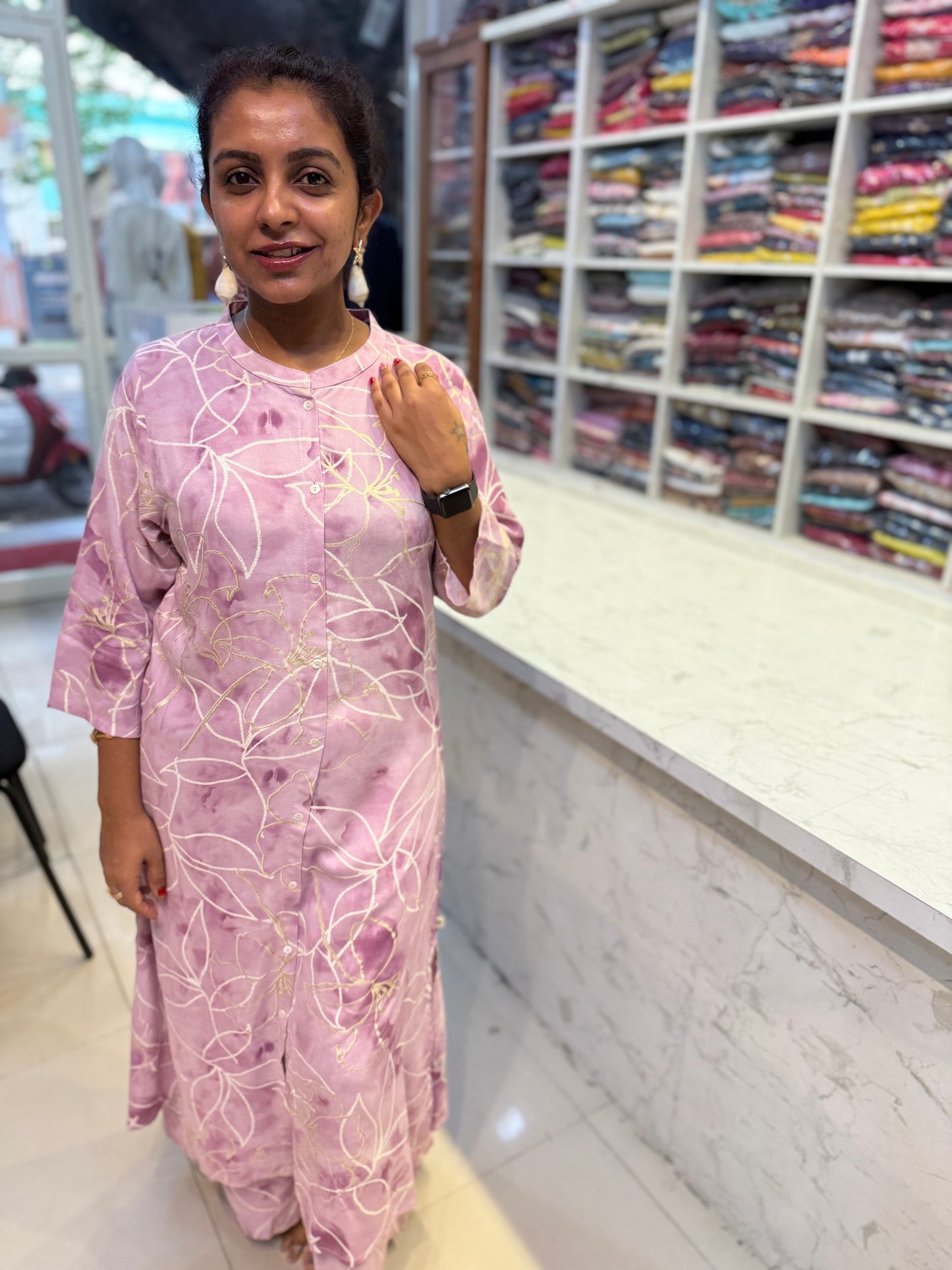 Lavender Kurti and Eleghant PantCo-ords Set