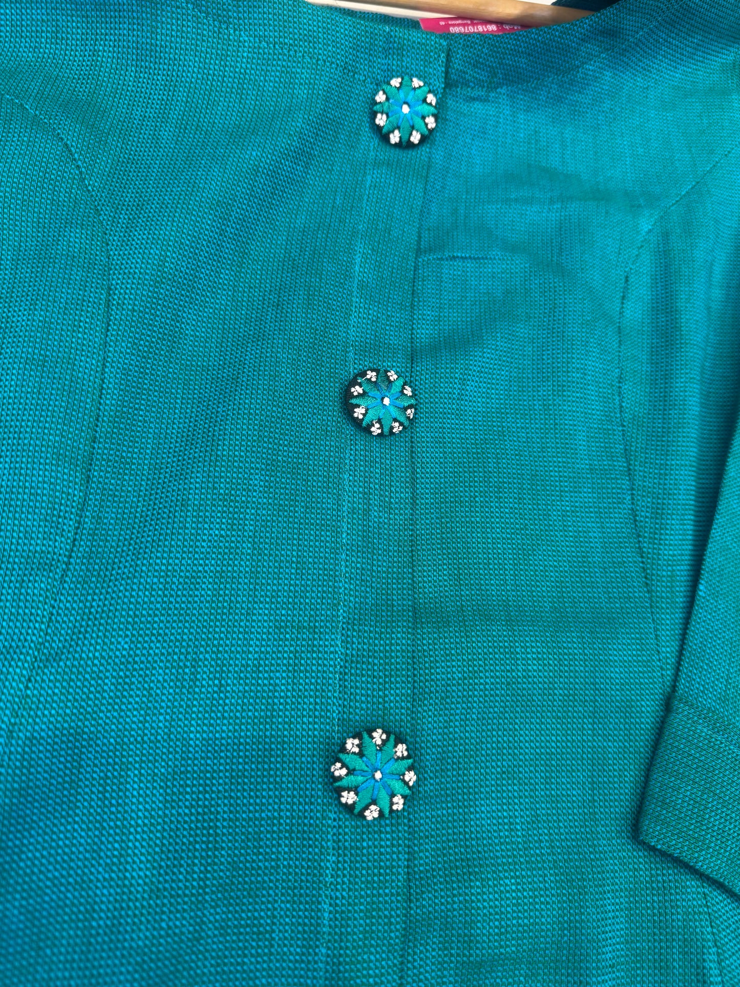 Teal Blue Linen Straight Cut Kurti