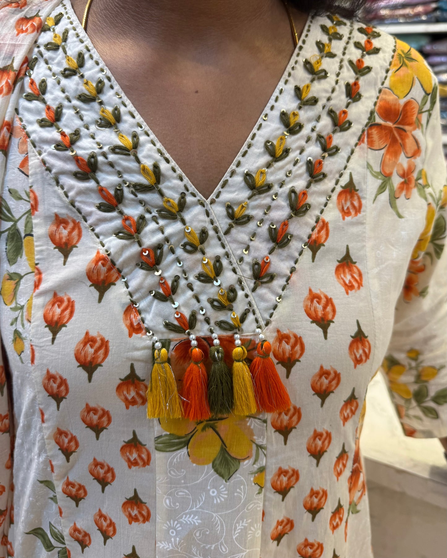 Anarkali Cotton Kurti With Pant and Dupatta