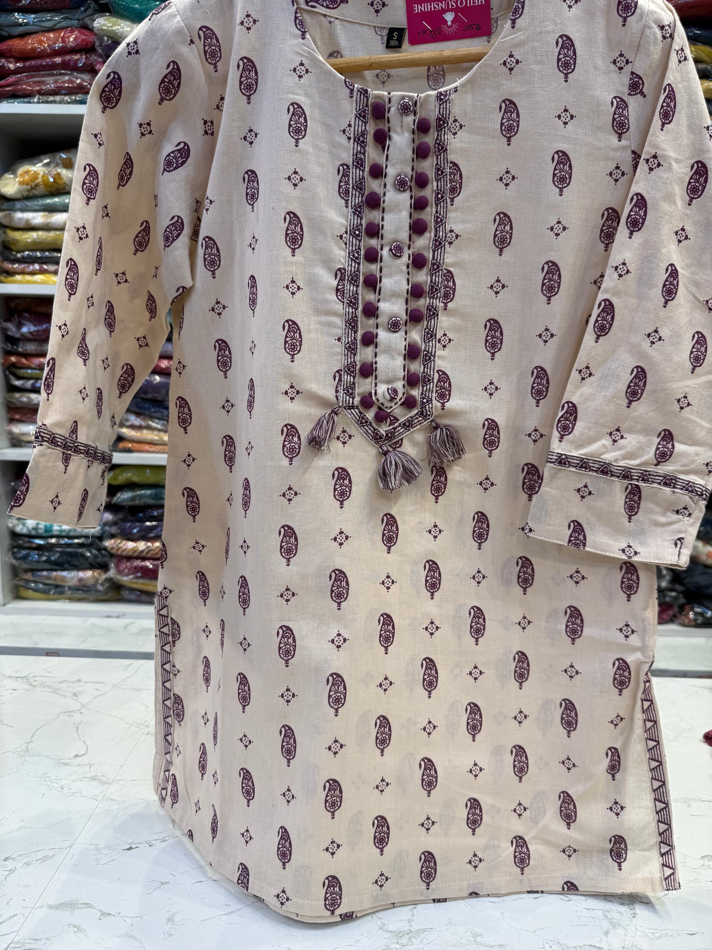 Half White Cotton Flex Tunic Top
