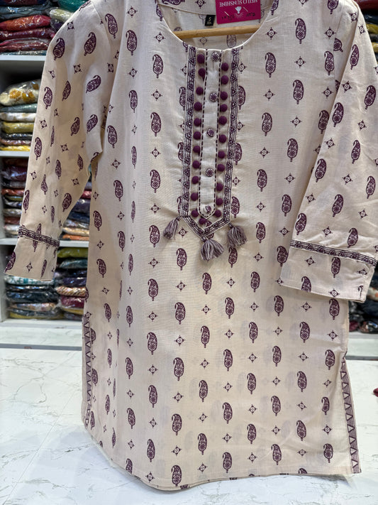Half White Cotton Flex Tunic Top