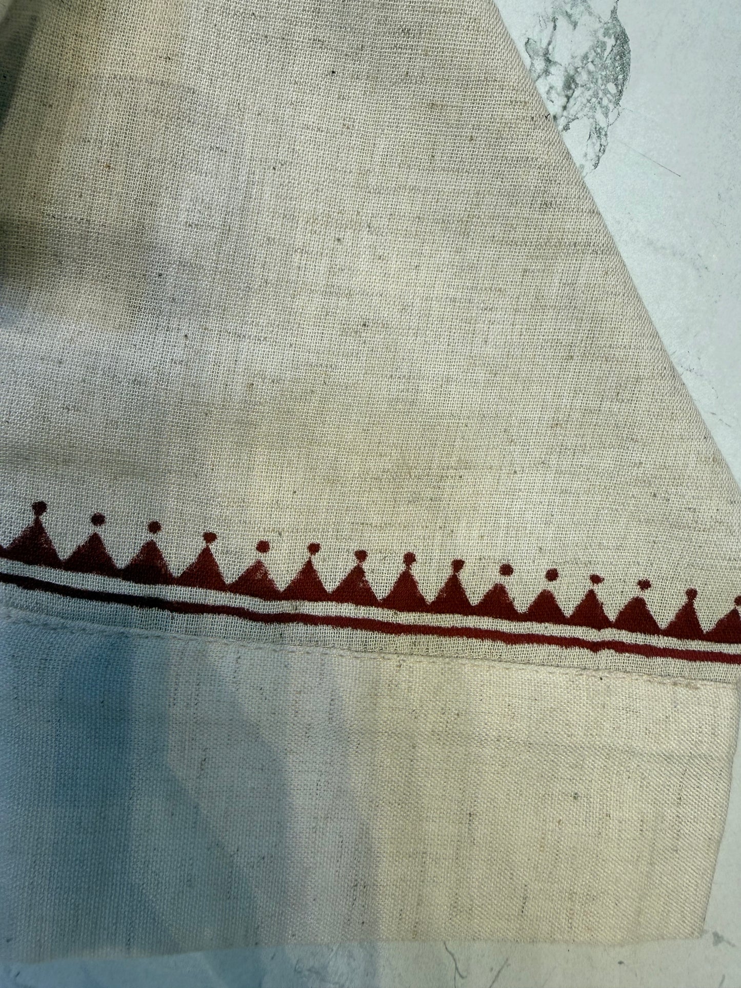 Block Printed Half White Pure Cotton Kurti With Pant and Dupatta