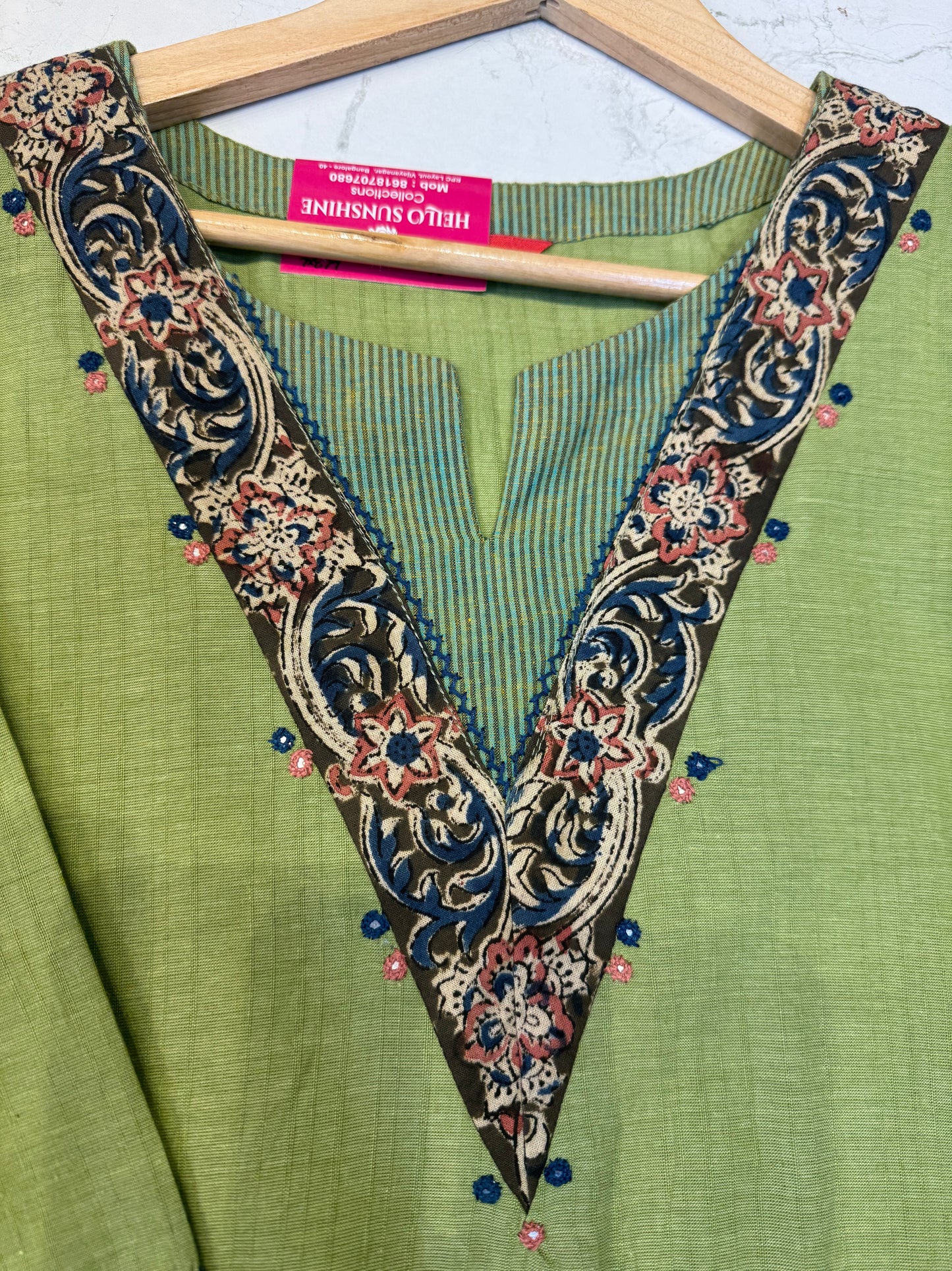 Parrot Green Pure Cotton Kurti