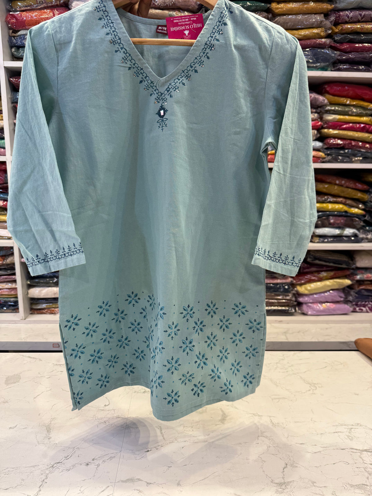 Block Printed Pure Cotton Tunics Top -HSC1248