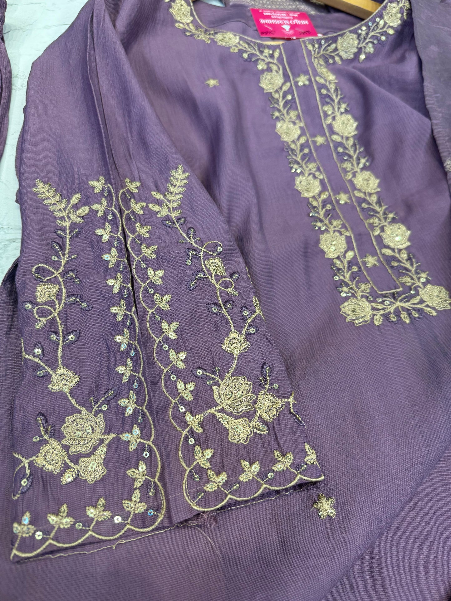 Lavender Kurti With Pant Dupatta