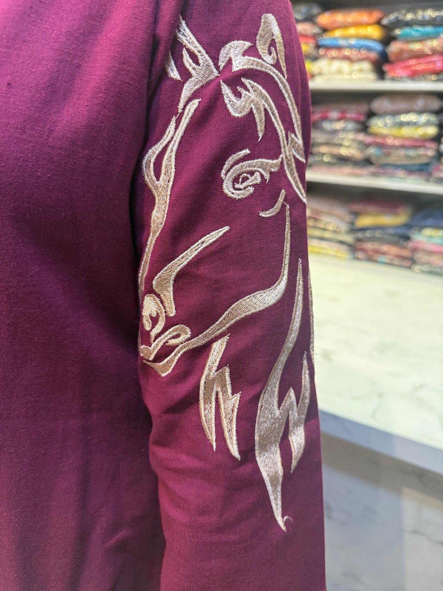 Horse Green and Wine Cotton Flex Co-ords Set