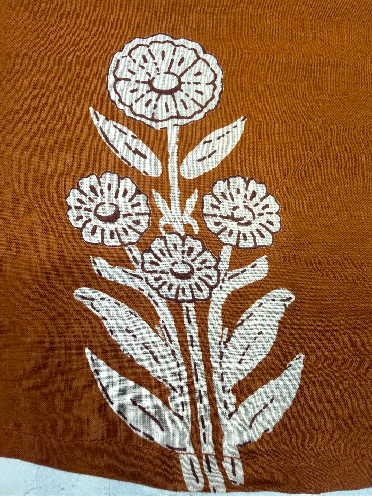 Rust Printed Pure Cotton Kurti With Pant and Dupatta