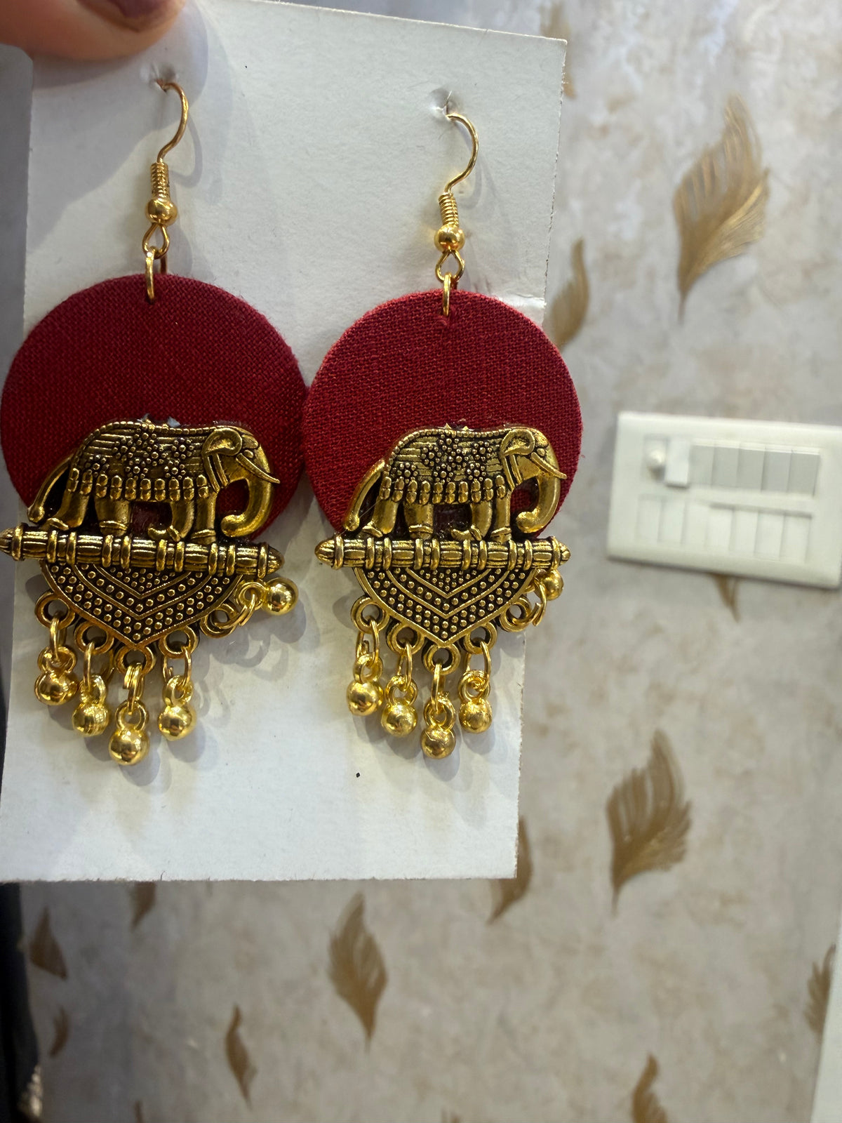 Free Earrings Red Anarkali Soft Rayon With Pant and Dupatta - HSC1201