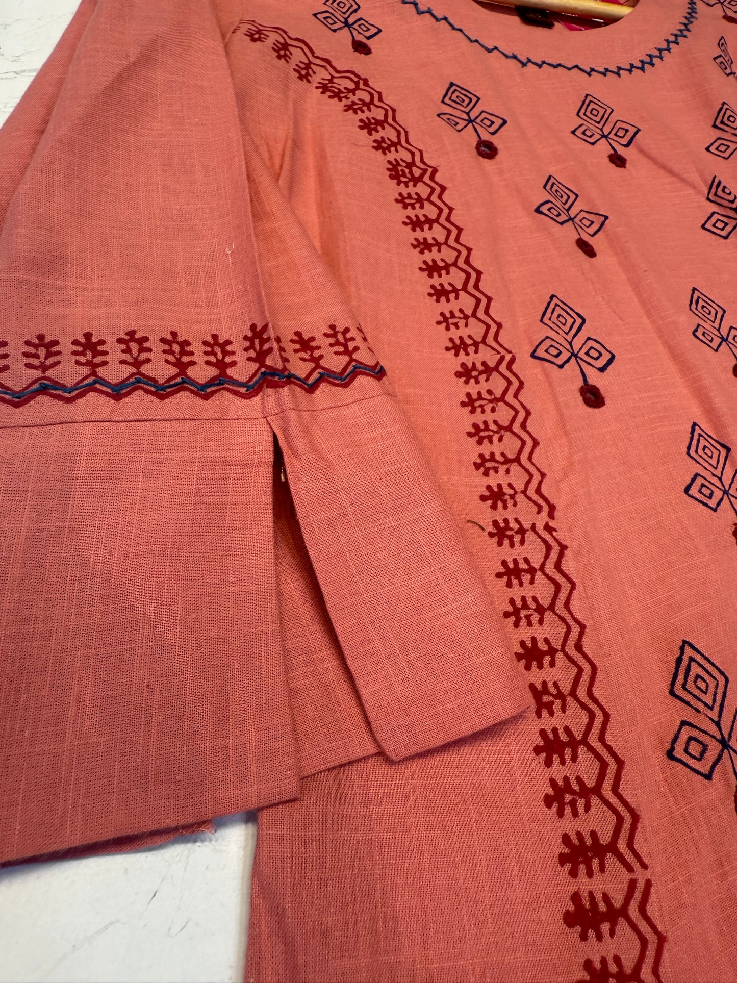 Block Printed A-line Cotton Kurti