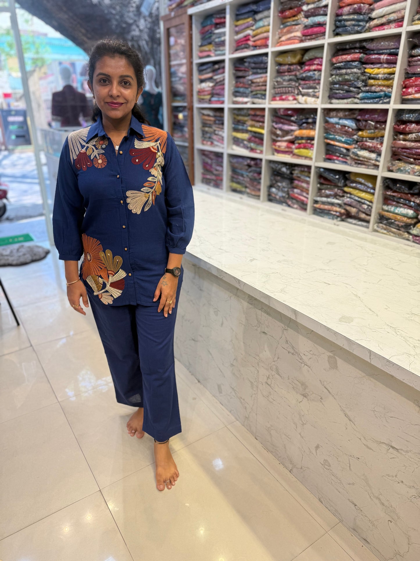 Blue Cotton Flex Co-ords Set-HSC17