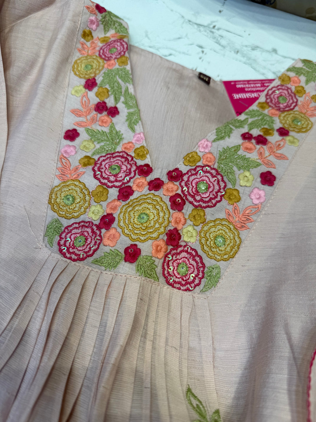 Scallop cut work Embroidery Kurti With Pant and Dupatta -HSC1204