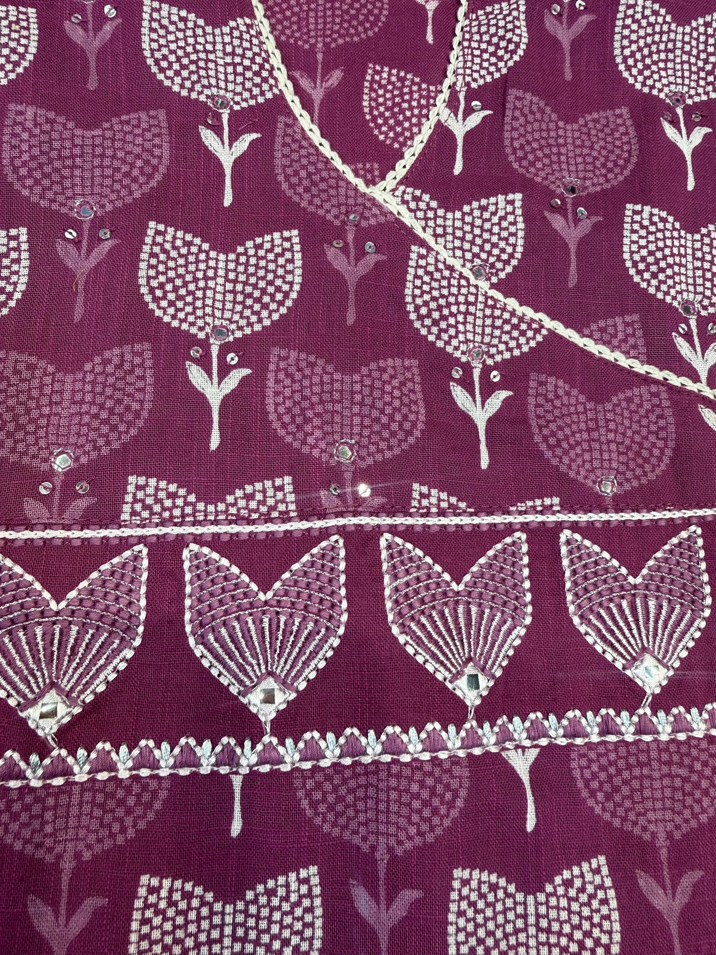 Lavender Printed Pure Cotton Kurti