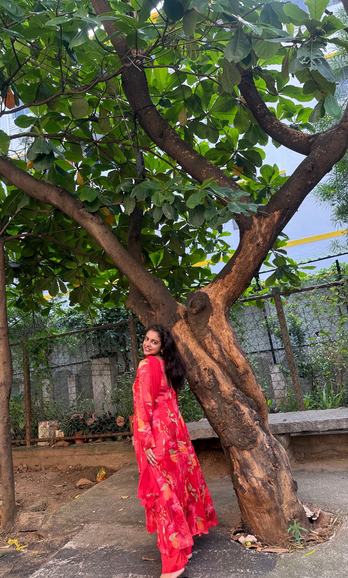 Pure Chinnon Red Anarkali Printed A-line Kurti With Pant and Dupatta -HSC1293