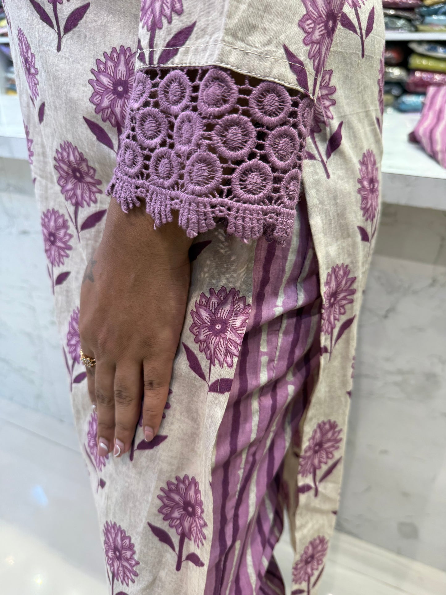 Printed Cotton Kurti With Pant and Dupatta