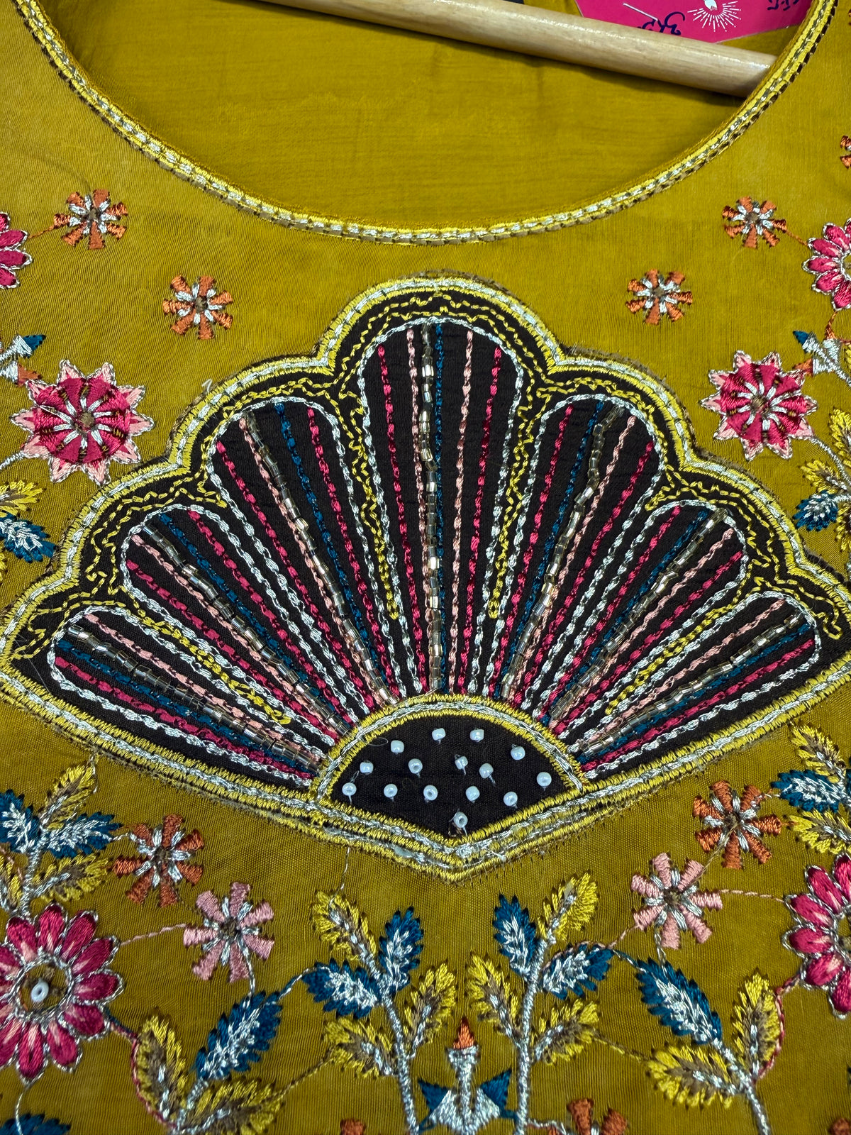 Mustard Embroidery Kurti With Pant and Dupatta -HSC1273
