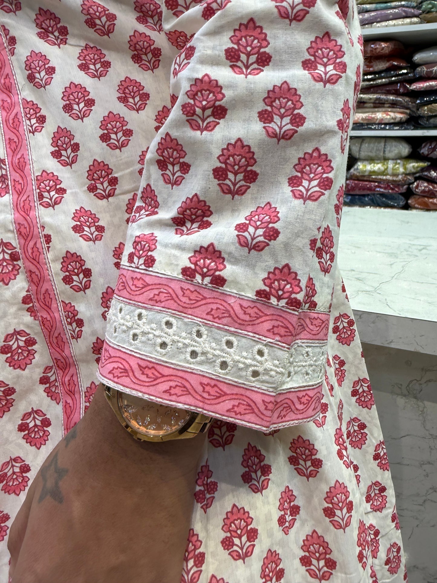 Premium Pure Cotton Block Printed Kurti with pant and Dupatta