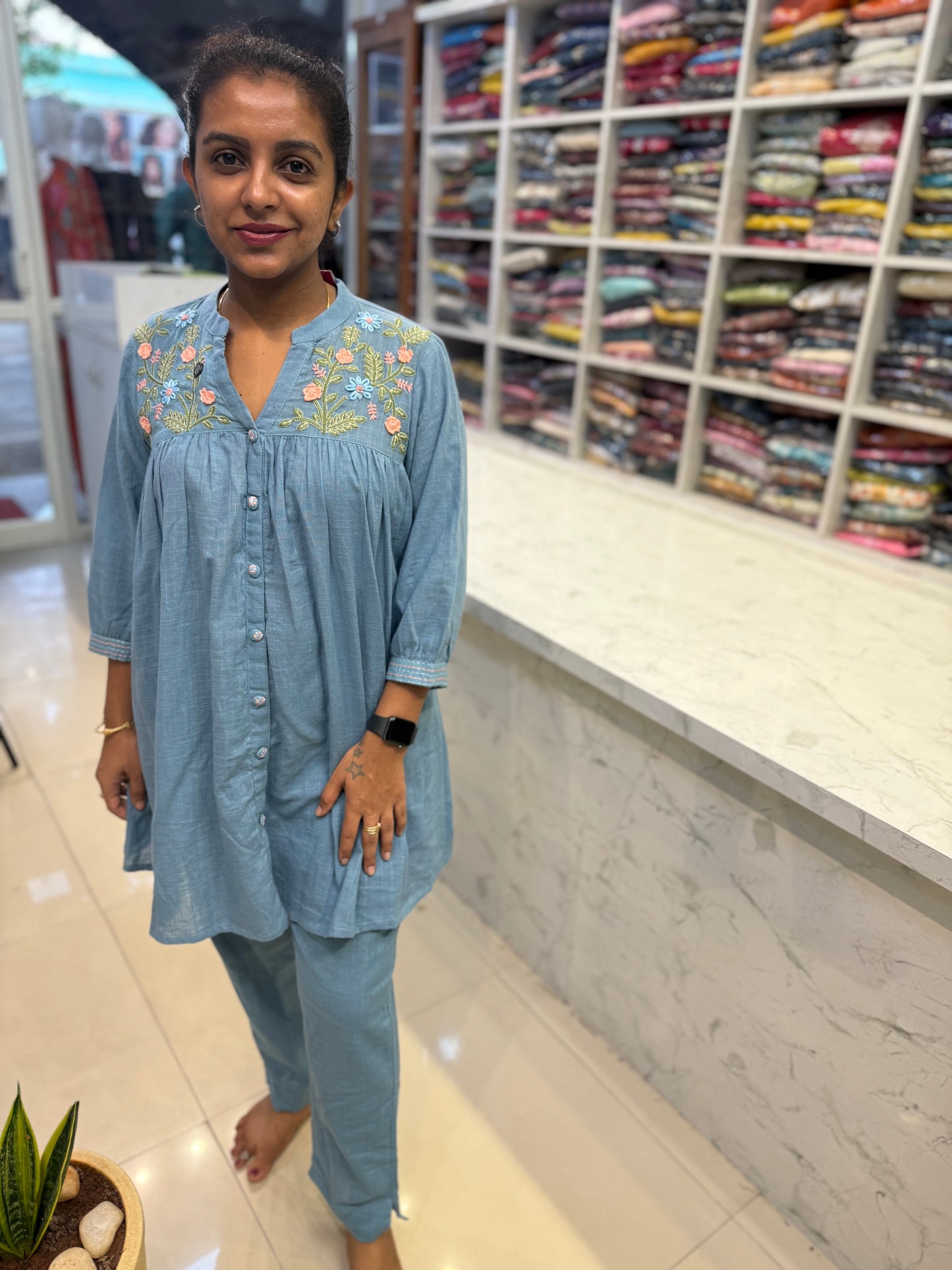 Sky Blue Cotton Co-ords Set