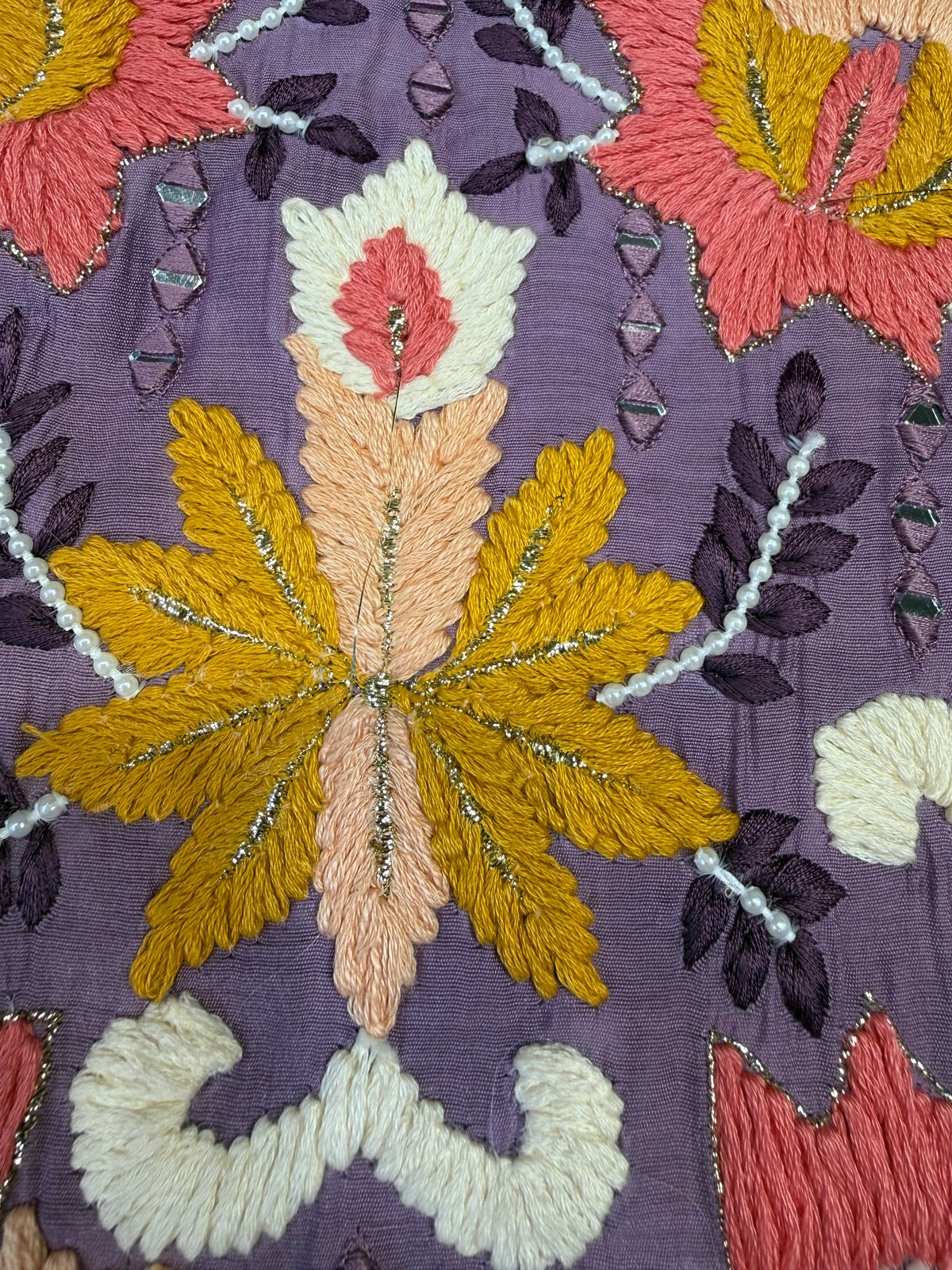 Lavender Embroidery Kurti With Pant and Handbrush Dupatta -HSC1272