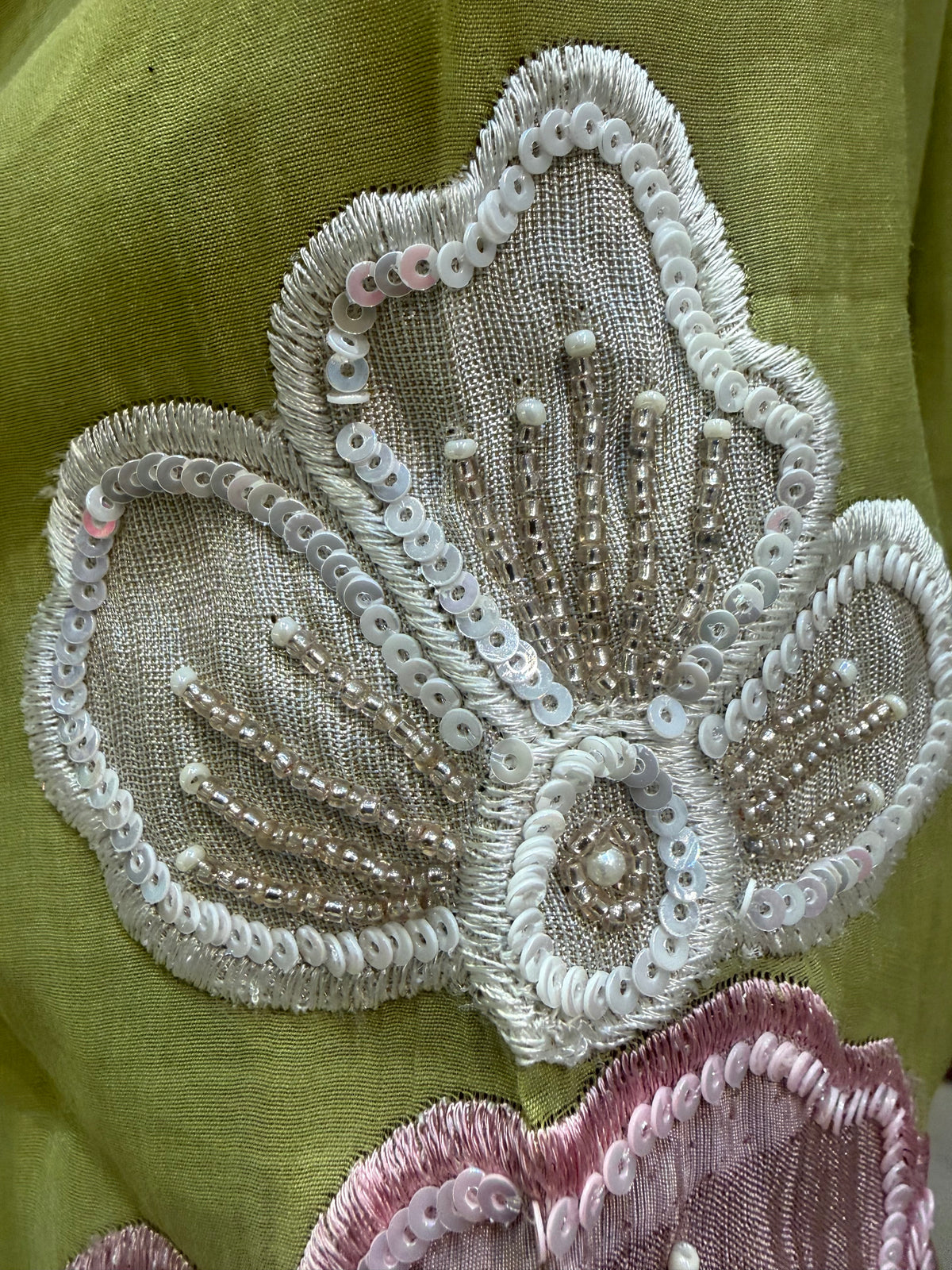 Pure Silk Green Embroidery Kurti With Pant and Scallop Cut Dupatta -HSC1227