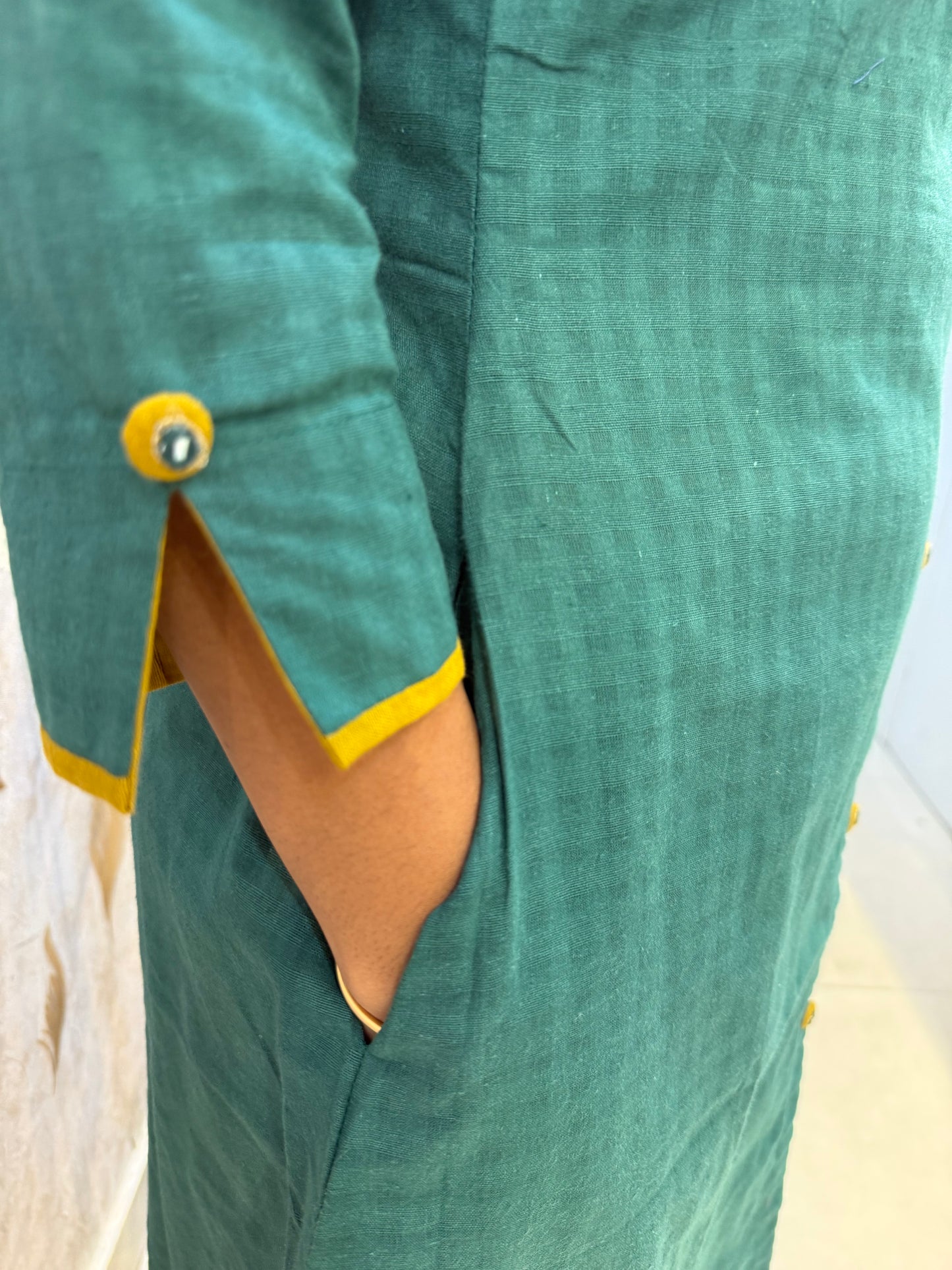 Teal Green Pure Cotton Flex Embroidery Kurti